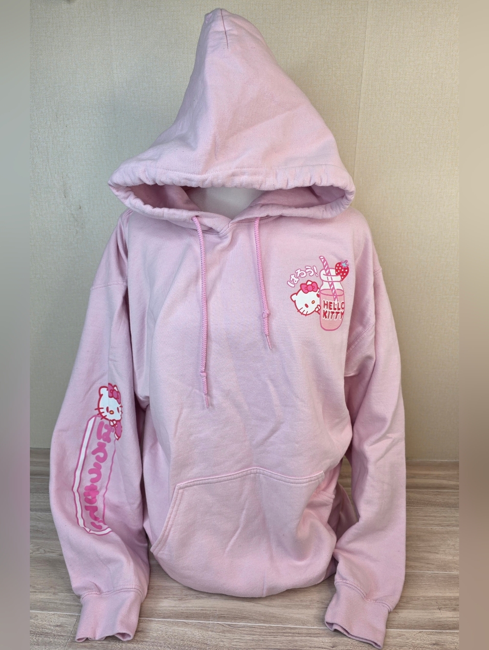 Sanrio Large Hello Kitty Light Pink Pullover Hoodie